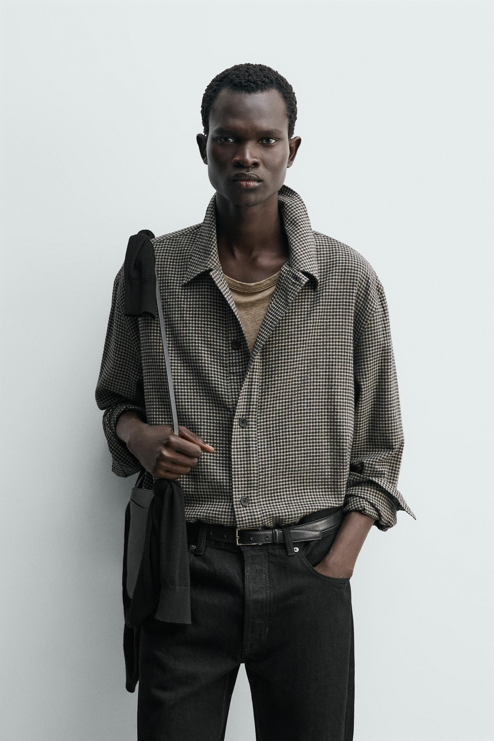 PLAID OVERSHIRT — Gray