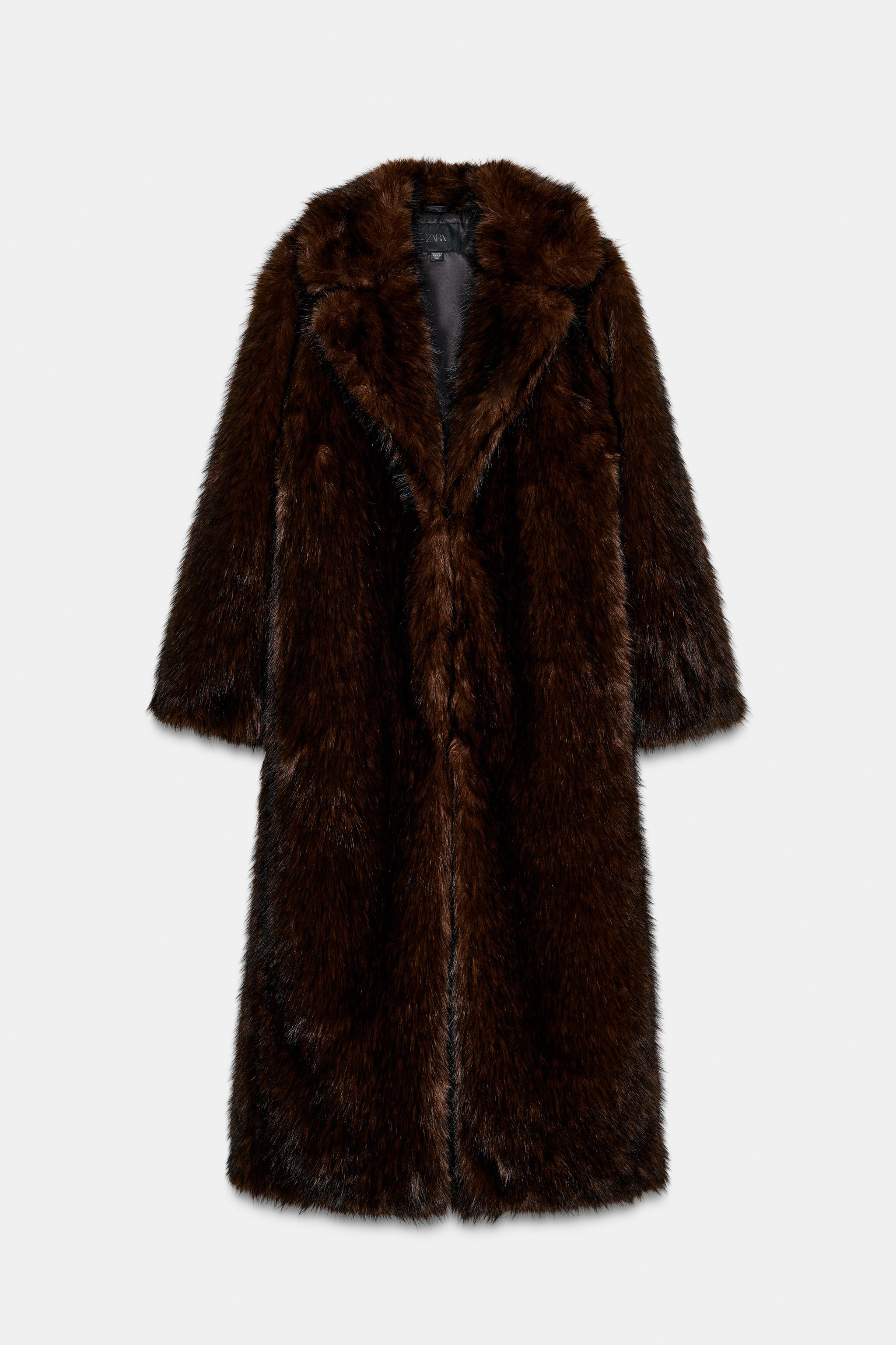 EXTRA LONG FAUX FUR COAT - Mink | ZARA Australia