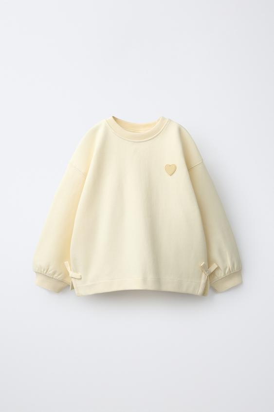 INTERLOCK BOW AND HEART SWEATSHIRT - Butter by Zara - Image 0