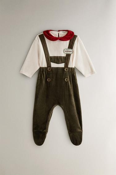 CHRISTMAS ELF BABY ROMPER COSTUME - Зелений Zara