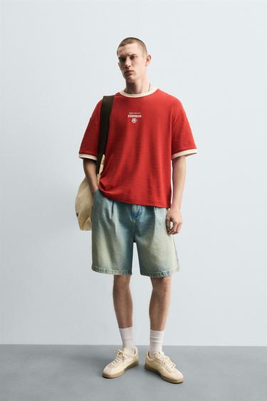 PLEATED BAGGY FIT DENIM BERMUDA SHORTS - Blue by Zara - Image 0