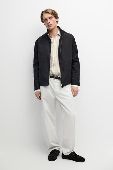 Zara Cotton blend high-neck jacket - Dark navy