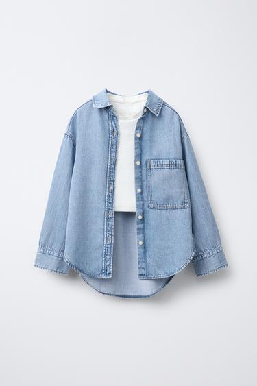 DENIM SHIRT AND RIBBED T-SHIRT PACK - Blue by Zara