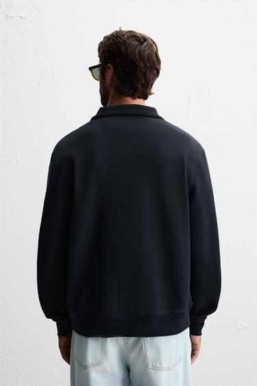 SWEAT COL ZIPPÉ BASIQUE - Bleu marine de Zara - Image 2