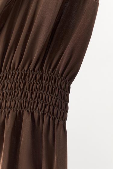 ROBE SATINÉE PLIS - Marron de Zara - Image 5