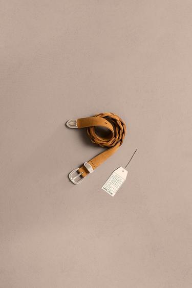LIMITED EDITION WOVEN SPLIT SUEDE BELT - camel by Zara - Image 0