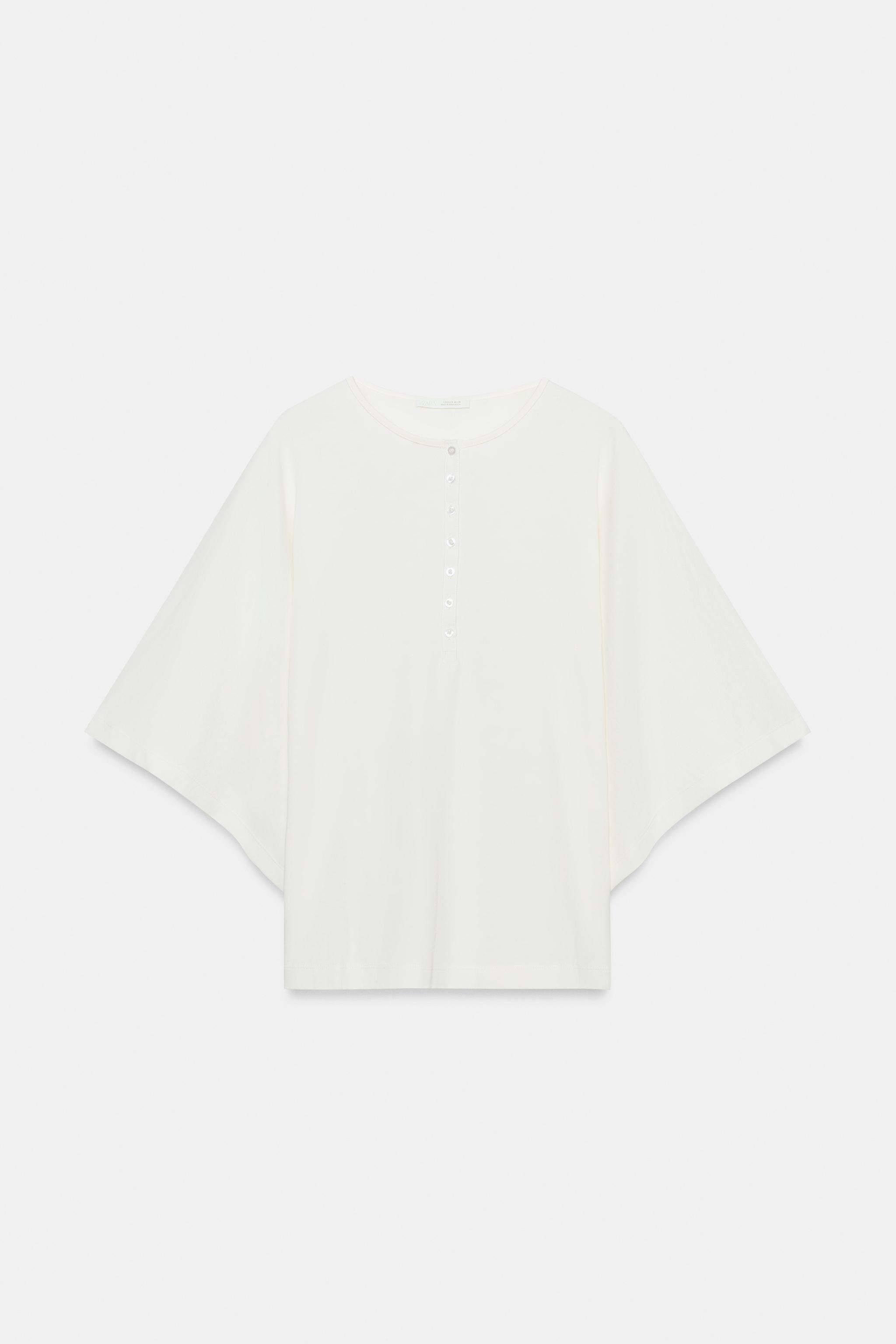 Zara DÜĞMELİ YAKA T-SHIRT görsel 7
