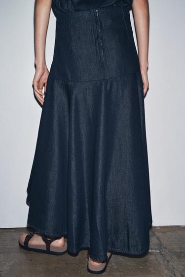ZW COLLECTION DENIM MIDI SKIRT - Blue by Zara - Image 2