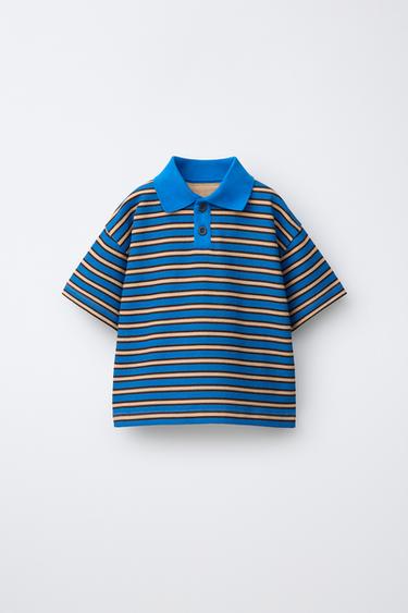 STRIPED TOWELLING POLO SHIRT - Bluish by Zara - Image 0