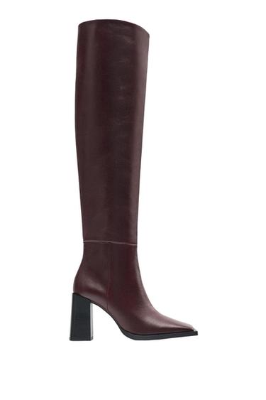 OVER THE KNEE HEELED LEATHER BOOTS