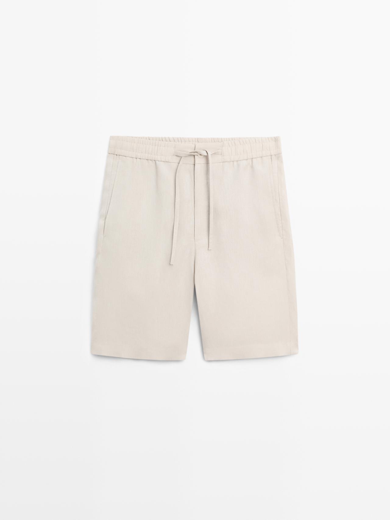 100% linen short Bermuda shorts — Sand