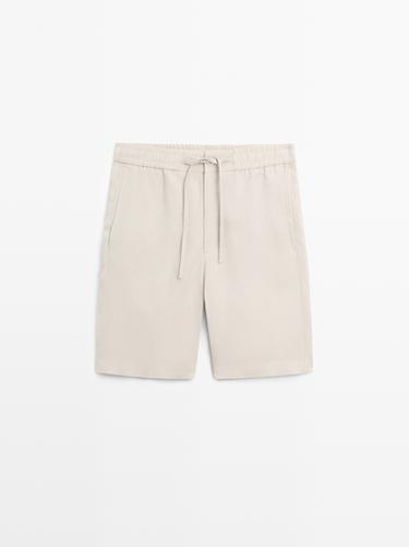 Zara 100% linen short Bermuda shorts - Sand