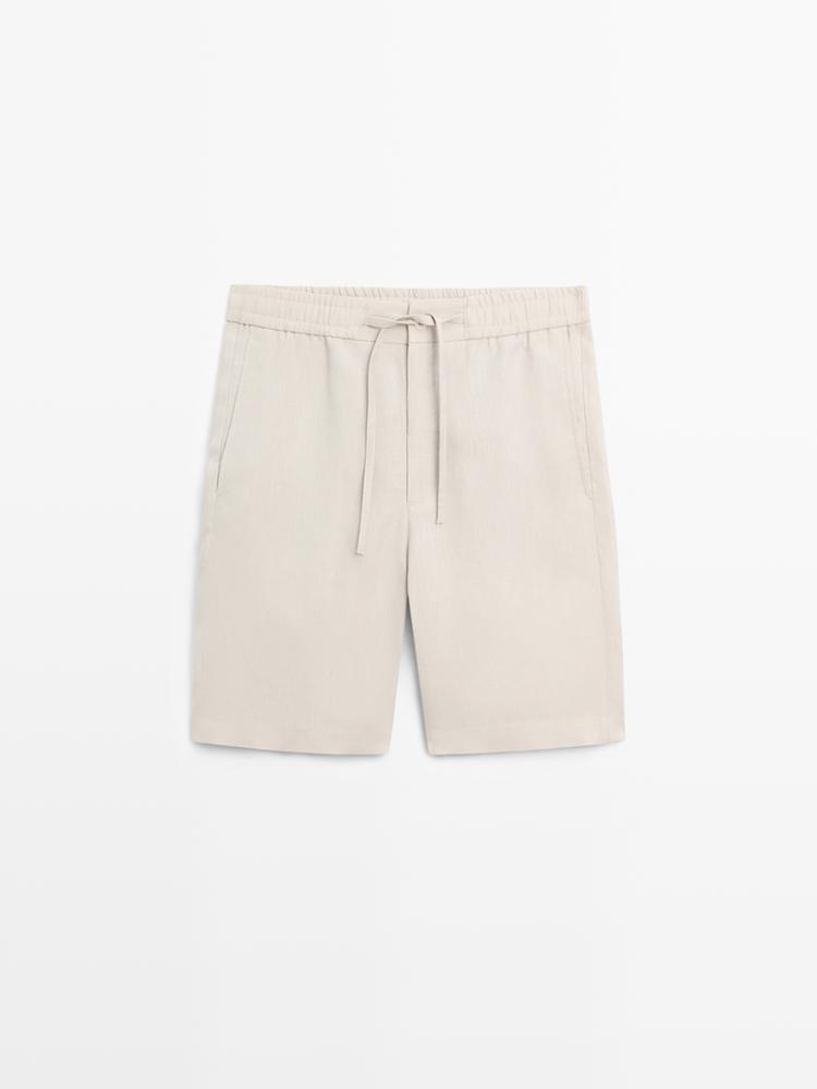 100% linen short Bermuda shorts — Sand