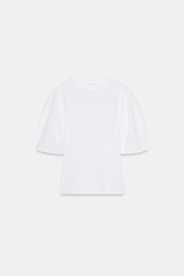 Zara HEAVY COTTON SHORT SLEEVE T-SHIRT - White