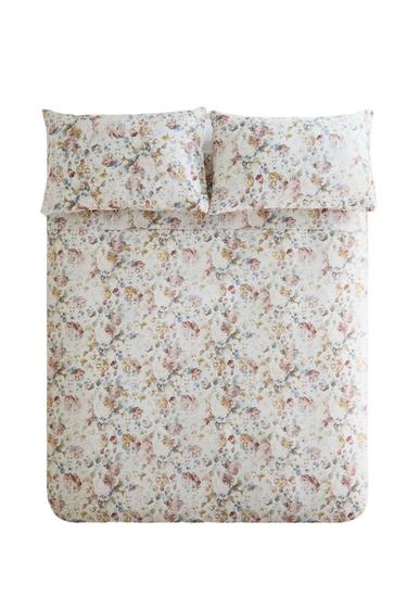 CAPA DE EDREDOM DE CETIM COM ESTAMPA FLORAL (300 FIOS) - Branco-marfim da Zara