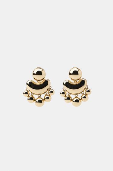PENDIENTES METÁLICOS PIEZAS RELIEVE - Dorado de Zara
