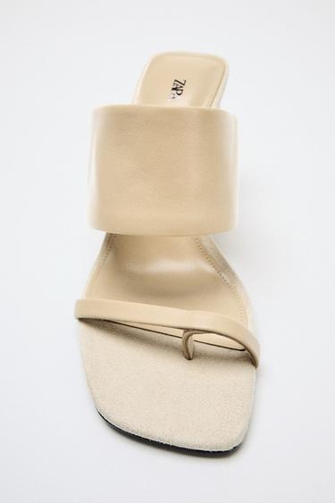 Zara LEATHER HEELED MULES - Off White