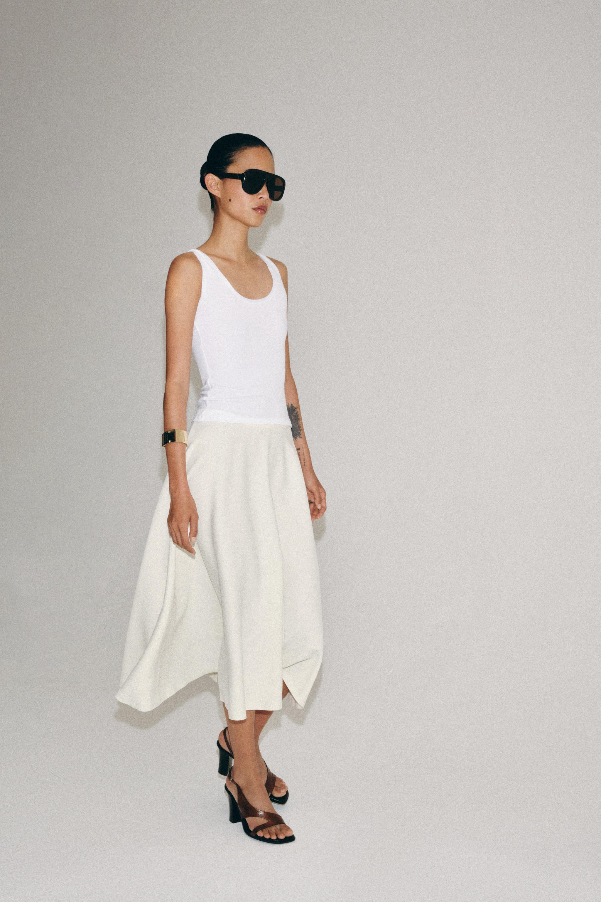 Zara ZW COLLECTION KATMANLI MİDİ ETEK görsel 6