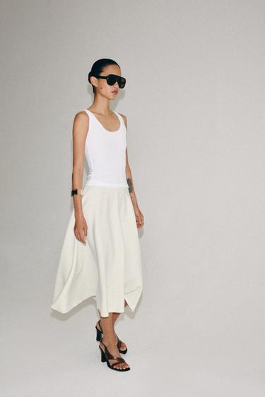 ZW COLLECTION LAYERED MIDI SKIRT - Ecru by Zara