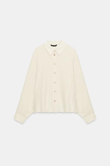 CHEMISE CAPE FIL MÉTALLISÉ - Écru de Zara - Image 6