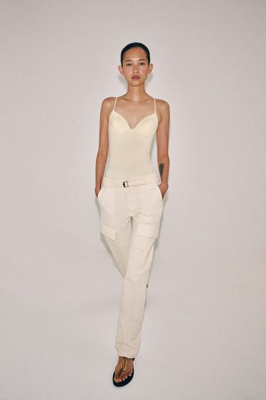 POLYAMIDE BLEND TOP - Butter by Zara