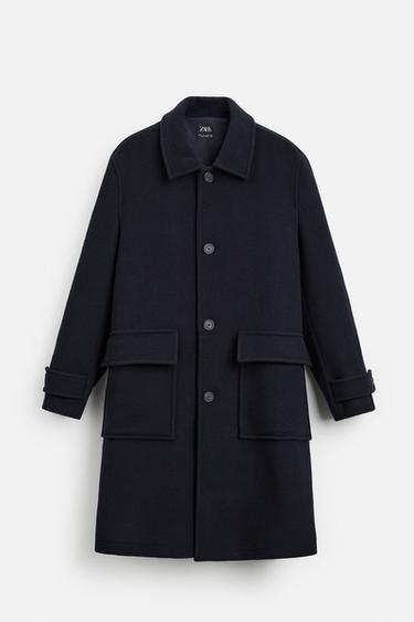 ABRIGO PAÑO MEZCLA LANA - Marino de Zara