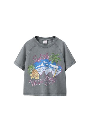 T-SHIRT MIT SURF-PRINT - Anthrazit von Zara