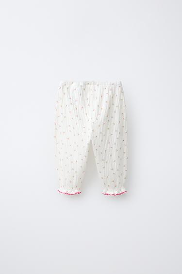 TEXTURED FLORAL TROUSERS - Light ecru by Zara - Image 1