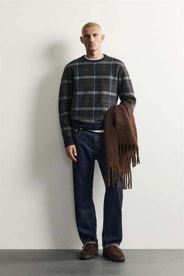 JERSEY RELAXED FIT JACQUARD CUADROS - Marino de Zara - Imagen 0