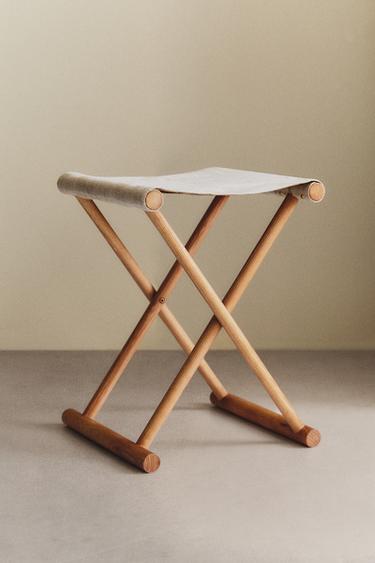 Zara LINEN ASH FOLDING STOOL - Light beige