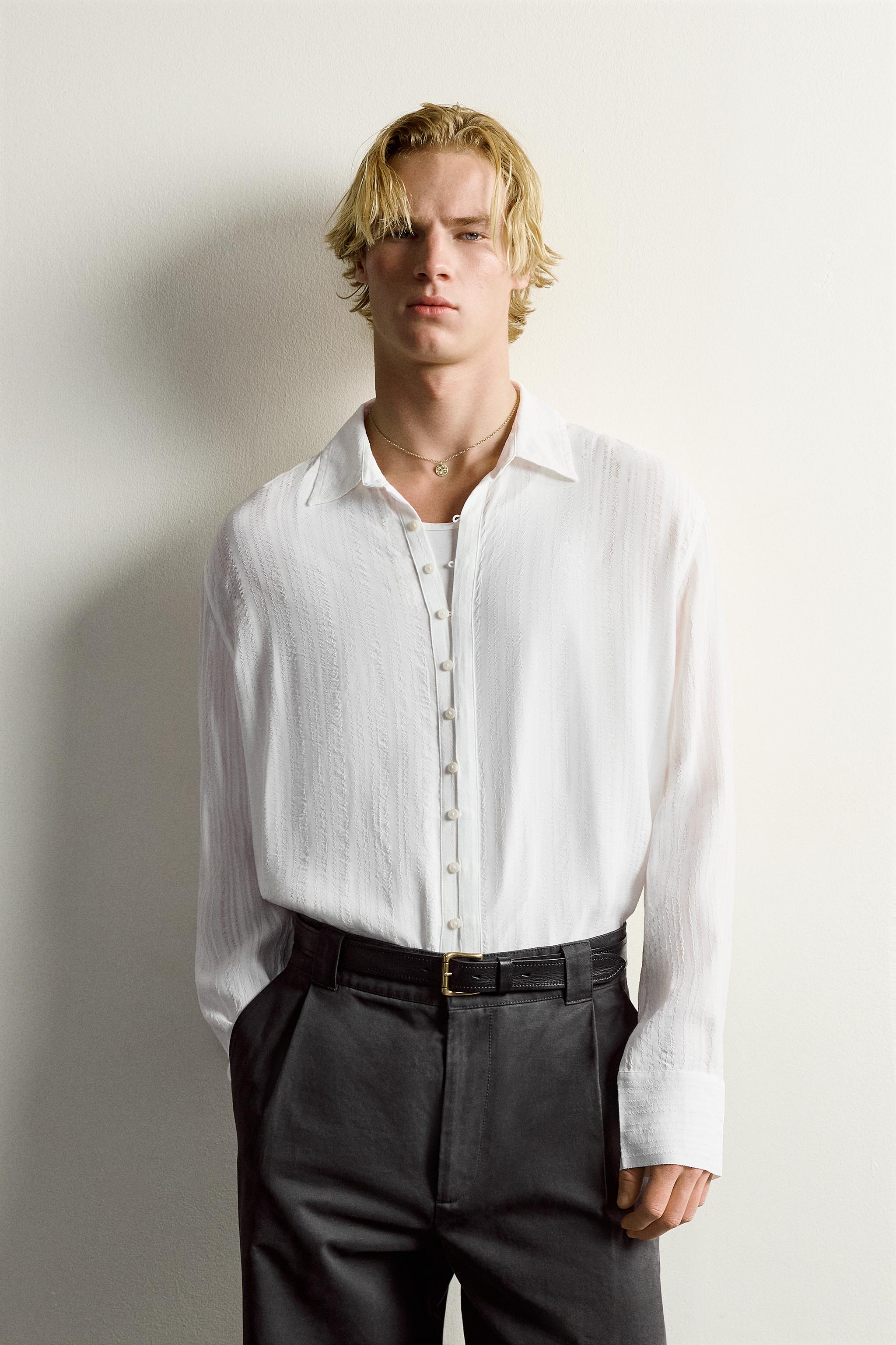 CHEMISE FLUIDE 100% VISCOSE RAYURES
