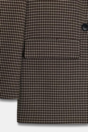 OVERSIZE DOUBLE-BREASTED CHECK BLAZER - Brown / Ecru by Zara - Image 7
