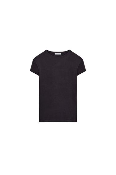 Zara SLIM FIT SHORT SLEEVE T-SHIRT - Brown