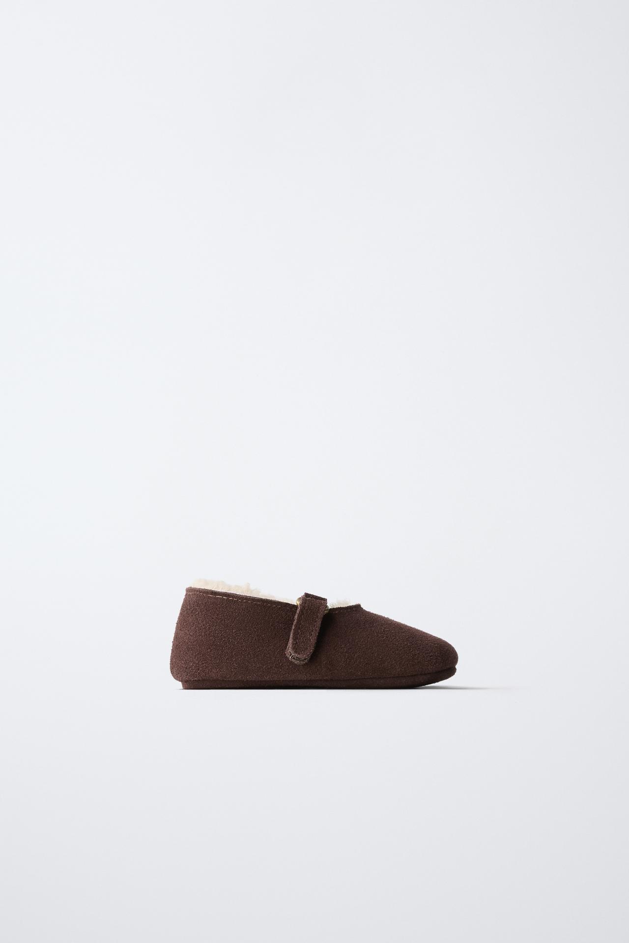LEATHER LINED BALLET FLATS — Brown