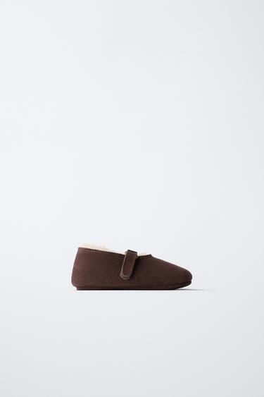 LEATHER LINED BALLET FLATS — Brown 1