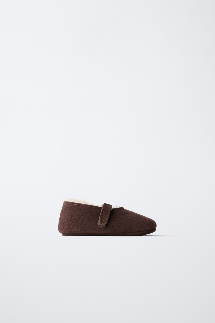 LEATHER LINED BALLET FLATS — Brown