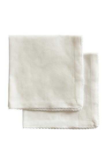 Zara SCALLOPED NAPKIN SET (PACK OF 2) - White