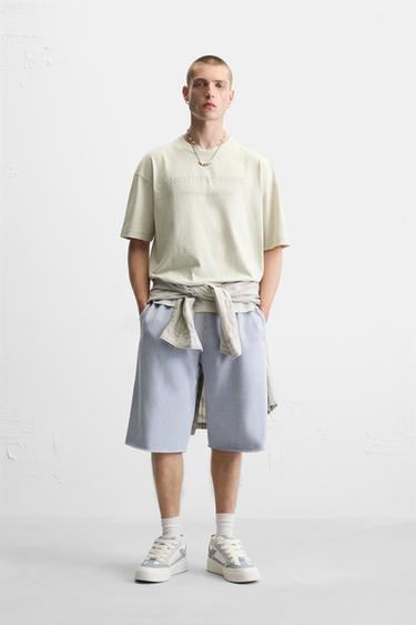 WASHED SLOGAN T-SHIRT - Light grey by Zara - Image 0