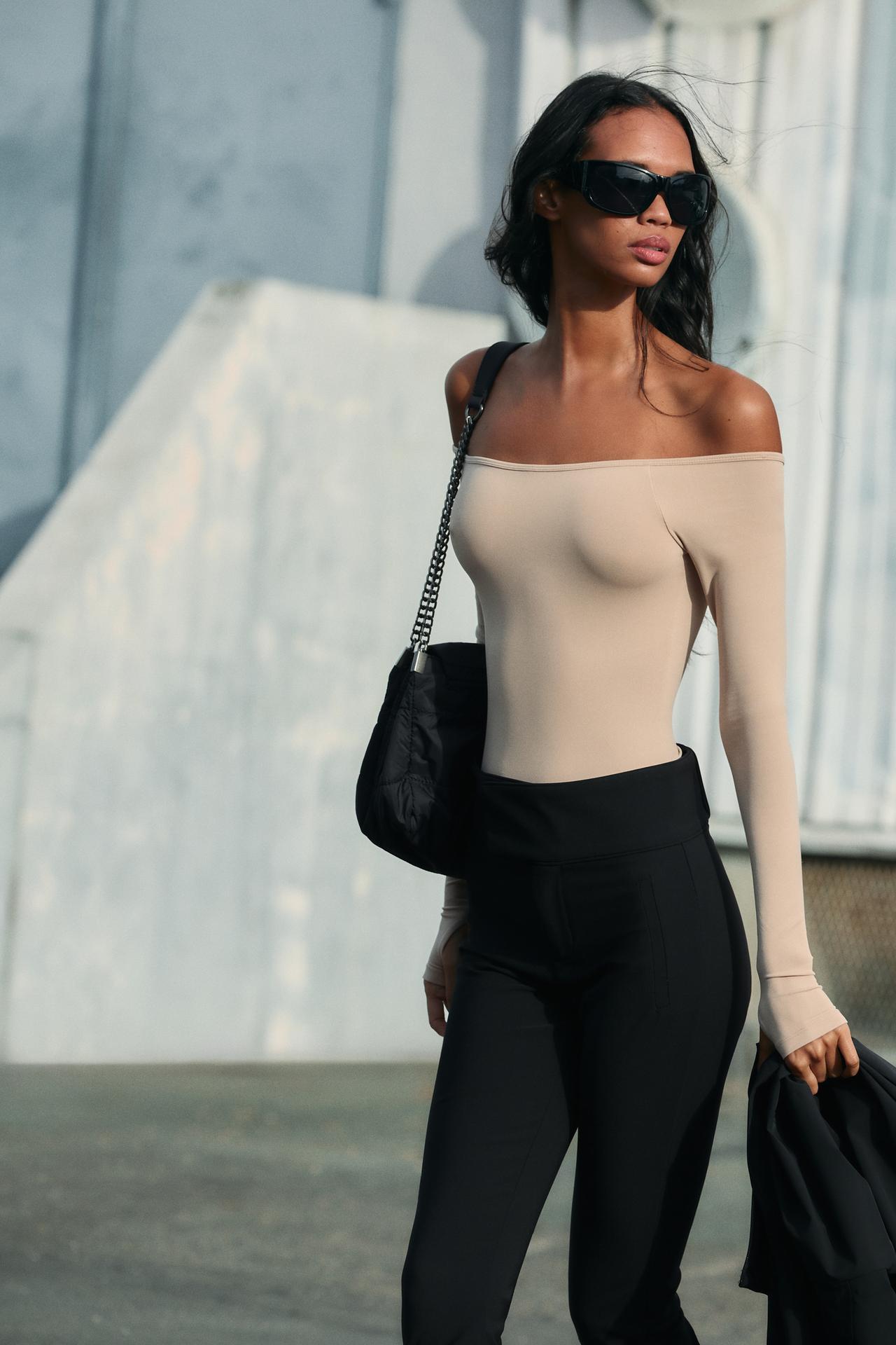 SOFT BOAT NECK BODYSUIT — Cream