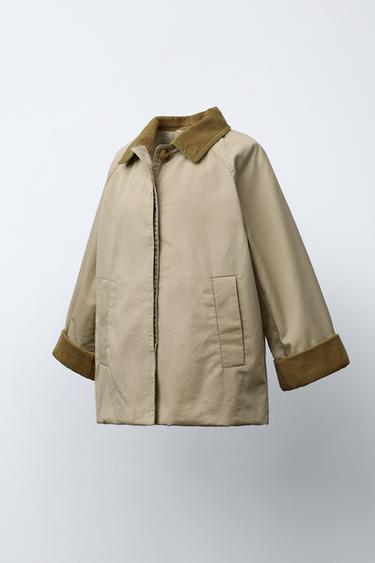 TRENCH COL VELOURS CÔTELÉ - Beige de Zara - Image 1
