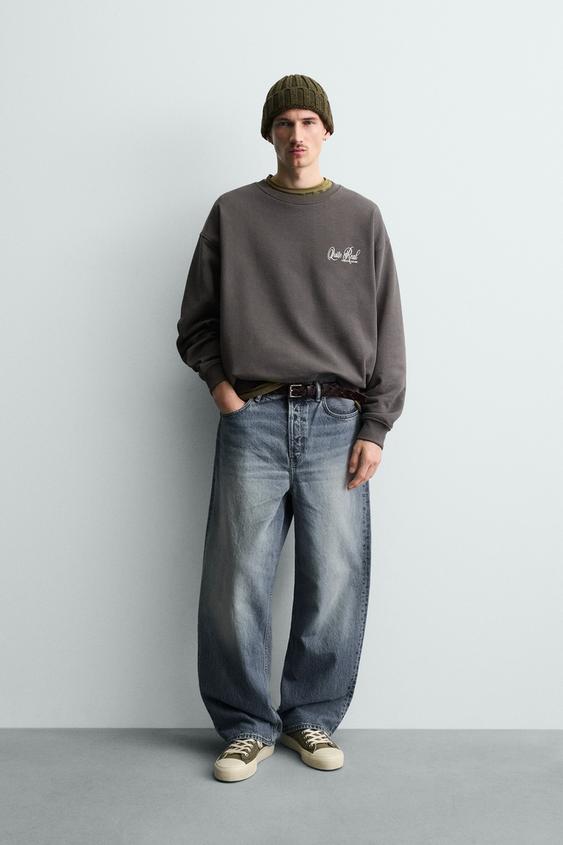 SUDADERA CREWNECK ESTAMPADO - Gris antracita de Zara - Imagen 0