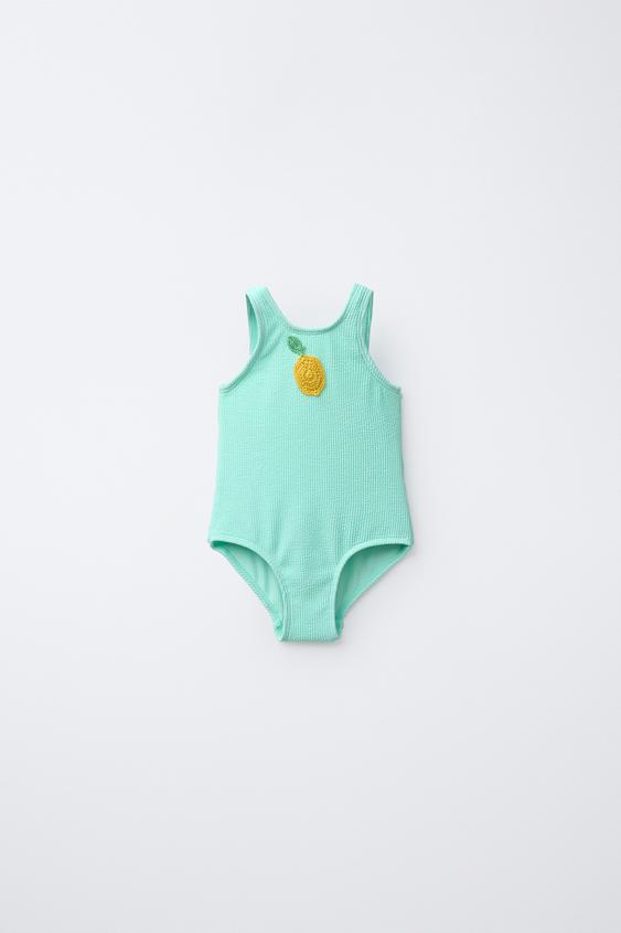 2-6 YEARS / CROCHET LEMON ONE-PIECE SWIMSUIT - Light green by Zara - Image 0