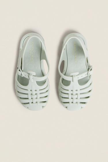 RUBBERISED CAGE SANDALS WITH BUCKLE - Green by Zara - Image 3