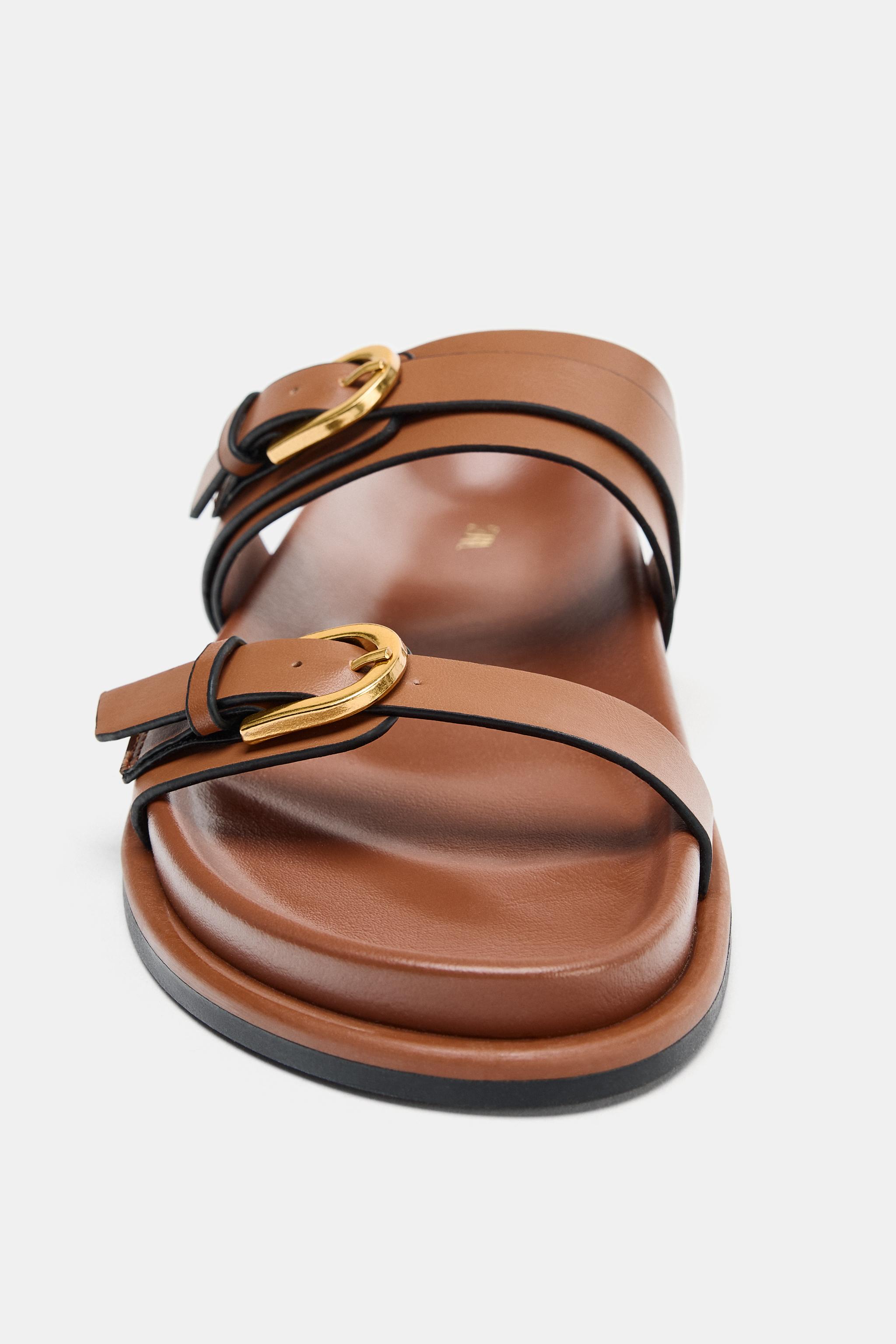 Женские сандалии Zara SANDALS WITH BUCKLE DETAIL — фото 4