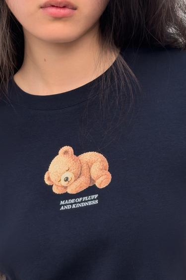 BEAR SHORT SLEEVE T-SHIRT - Dark navy by Zara - Image 2