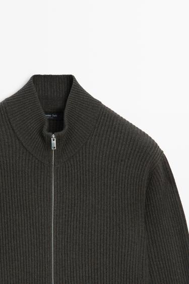 Wool zip-up knit cardigan — 843 2