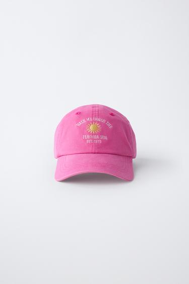 WASHED EFFECT EMBROIDERED CAP - Pink by Zara