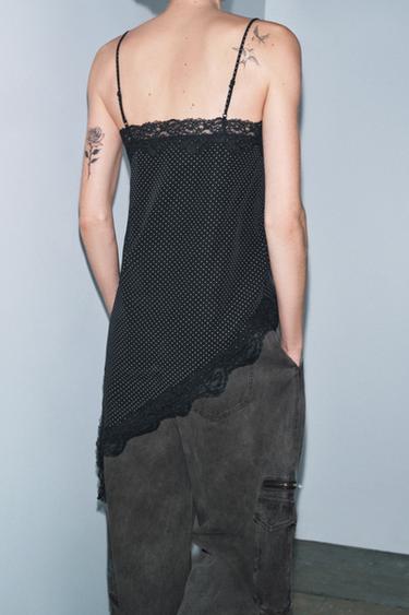 TOP ASYMÉTRIQUE À POIS ZW COLLECTION - Noir de Zara - Image 2