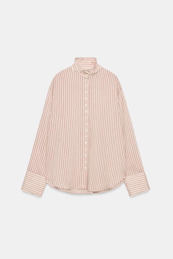 CHEMISE À RAYURES COL MONTANT ZW COLLECTION - rayures de Zara - Image 4