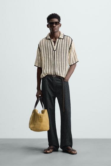 POLO ESTRUCTURA CROCHET - Blanco / Negro de Zara - Imagen 0